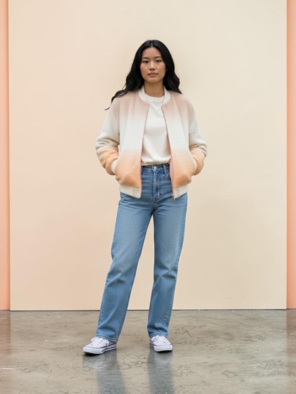 Anthropologie Paper Crown Fuzzy Ombre Bomber
